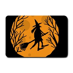 Halloween Witch - Orange Moon Small Doormat  by Valentinaart