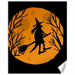 Halloween Witch - Orange Moon Canvas 11  X 14   by Valentinaart