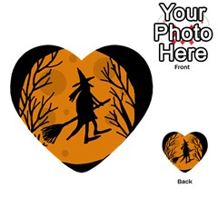 Halloween Witch - Orange Moon Multi-purpose Cards (heart) 