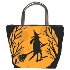 Halloween Witch - Orange Moon Bucket Bags by Valentinaart