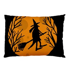 Halloween Witch - Orange Moon Pillow Case