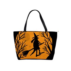 Halloween Witch - Orange Moon Shoulder Handbags