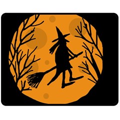 Halloween Witch - Orange Moon Fleece Blanket (medium) 