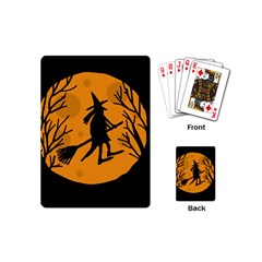 Halloween Witch - Orange Moon Playing Cards (mini)  by Valentinaart