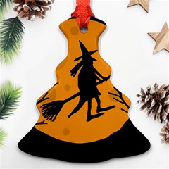 Halloween Witch - Orange Moon Ornament (christmas Tree) by Valentinaart