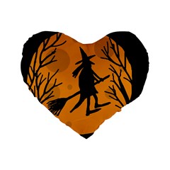 Halloween Witch - Orange Moon Standard 16  Premium Heart Shape Cushions