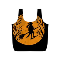 Halloween Witch - Orange Moon Full Print Recycle Bags (s)  by Valentinaart