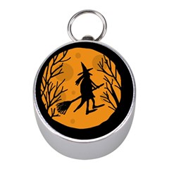 Halloween Witch - Orange Moon Mini Silver Compasses