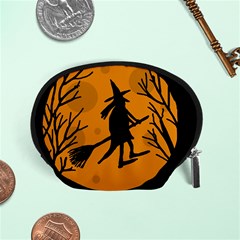 Halloween Witch - Orange Moon Accessory Pouches (small)  by Valentinaart