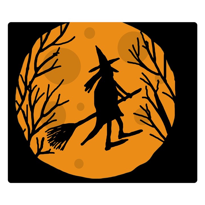 Halloween witch - orange moon Double Sided Flano Blanket (Small) 