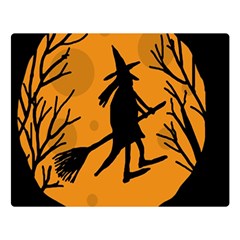 Halloween Witch - Orange Moon Double Sided Flano Blanket (large)  by Valentinaart