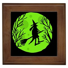 Halloween Witch - Green Moon Framed Tiles