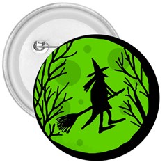 Halloween Witch - Green Moon 3  Buttons by Valentinaart