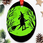 Halloween witch - green moon Ornament (Oval)  Front