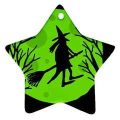 Halloween Witch - Green Moon Ornament (star) 