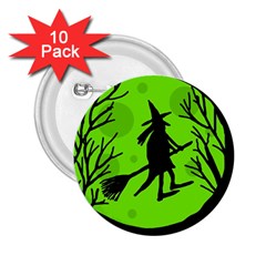 Halloween Witch - Green Moon 2 25  Buttons (10 Pack) 