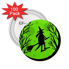 Halloween Witch - Green Moon 2 25  Buttons (100 Pack)  by Valentinaart