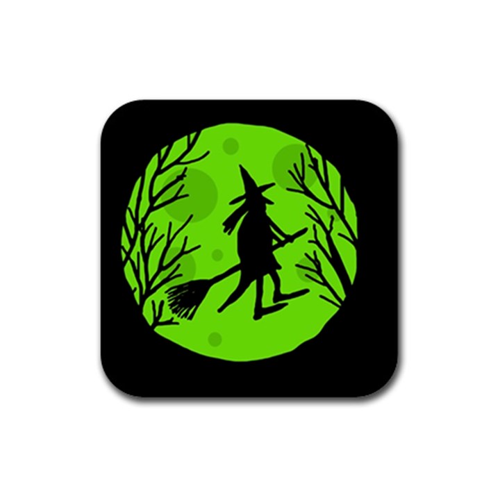 Halloween witch - green moon Rubber Coaster (Square) 