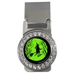 Halloween witch - green moon Money Clips (CZ)  Front