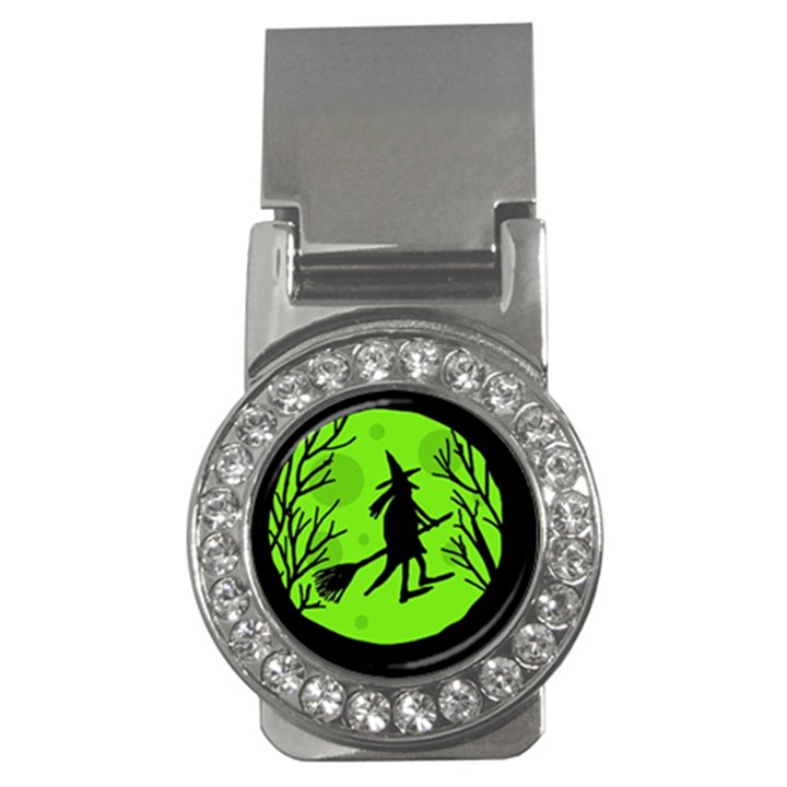 Halloween witch - green moon Money Clips (CZ) 