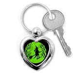 Halloween witch - green moon Key Chains (Heart)  Front