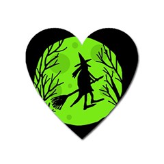 Halloween Witch - Green Moon Heart Magnet by Valentinaart