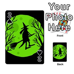 Halloween Witch - Green Moon Playing Cards 54 Designs  by Valentinaart