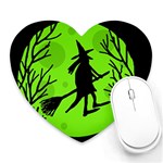 Halloween witch - green moon Heart Mousepads Front