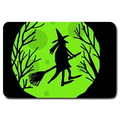 Halloween Witch - Green Moon Large Doormat 