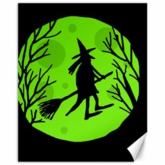 Halloween Witch - Green Moon Canvas 11  X 14   by Valentinaart