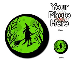 Halloween Witch - Green Moon Multi-purpose Cards (round) 