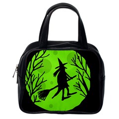 Halloween Witch - Green Moon Classic Handbags (one Side) by Valentinaart