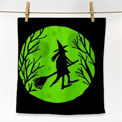 Halloween Witch - Green Moon Face Towel