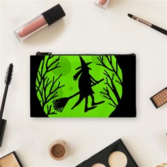 Halloween Witch - Green Moon Cosmetic Bag (small)  by Valentinaart