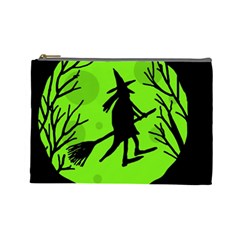 Halloween Witch - Green Moon Cosmetic Bag (large) 