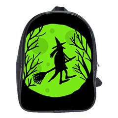 Halloween Witch - Green Moon School Bags(large)  by Valentinaart