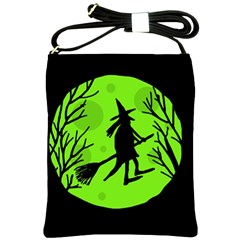 Halloween Witch - Green Moon Shoulder Sling Bags