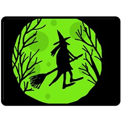 Halloween Witch - Green Moon Fleece Blanket (large)  by Valentinaart