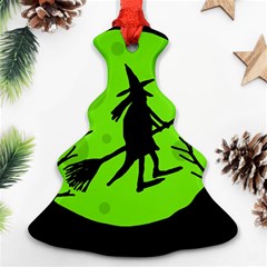 Halloween Witch - Green Moon Christmas Tree Ornament (2 Sides)