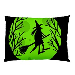 Halloween Witch - Green Moon Pillow Case (two Sides)