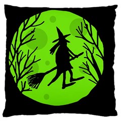 Halloween Witch - Green Moon Large Cushion Case (one Side) by Valentinaart