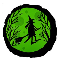 Halloween Witch - Green Moon Large 18  Premium Round Cushions