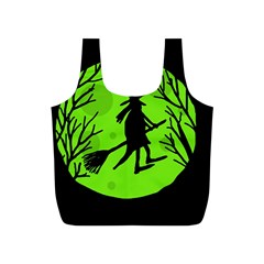 Halloween Witch - Green Moon Full Print Recycle Bags (s)  by Valentinaart