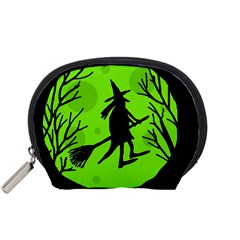 Halloween Witch - Green Moon Accessory Pouches (small)  by Valentinaart