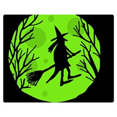 Halloween Witch - Green Moon Double Sided Flano Blanket (medium) 