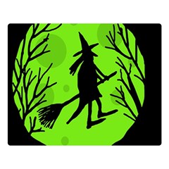 Halloween Witch - Green Moon Double Sided Flano Blanket (large) 