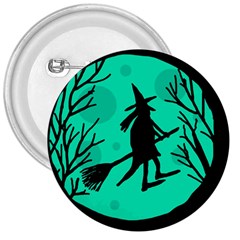 Halloween Witch - Cyan Moon 3  Buttons by Valentinaart