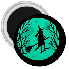 Halloween Witch - Cyan Moon 3  Magnets by Valentinaart