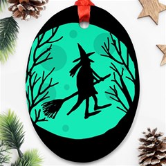 Halloween Witch - Cyan Moon Ornament (oval) 