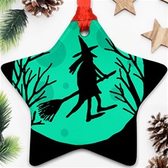 Halloween Witch - Cyan Moon Ornament (star) 